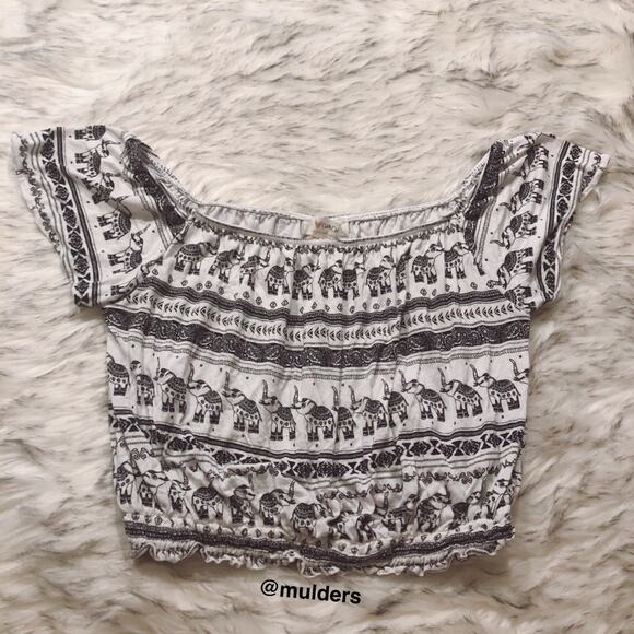 H&M Loves Coachella Boho Elephant Crop Top Shirt - Picture 6 of 8